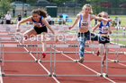 Girls under-15 hurdles, North Eastern Track and Fields Champs., Middlesbrough. Photo: David T. Hewitson/Sports for All Pics